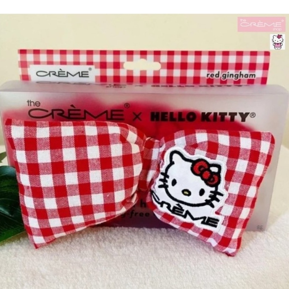 Hello Kitty x the Creme Shop Plush Spa Headband Limited Edition Red Gingham